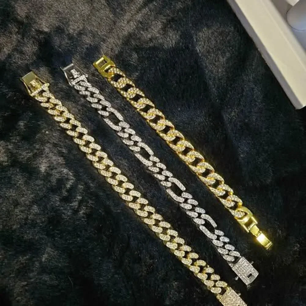 Plated Men's CZ fashion bracelets. Priced as each